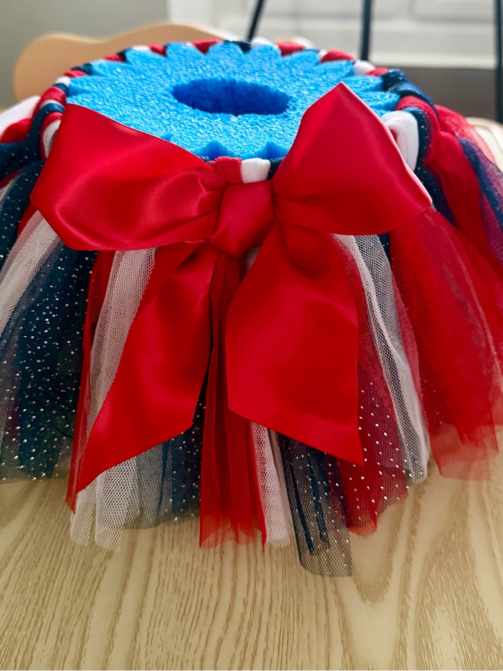 Baby Essentials Red, White & Blue Tulle Ribbon Tutu Skirt with Bow